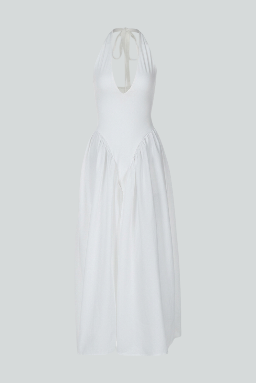 White Elegant Midi Dress – Chic Feminine Style for Parties & Summer Events