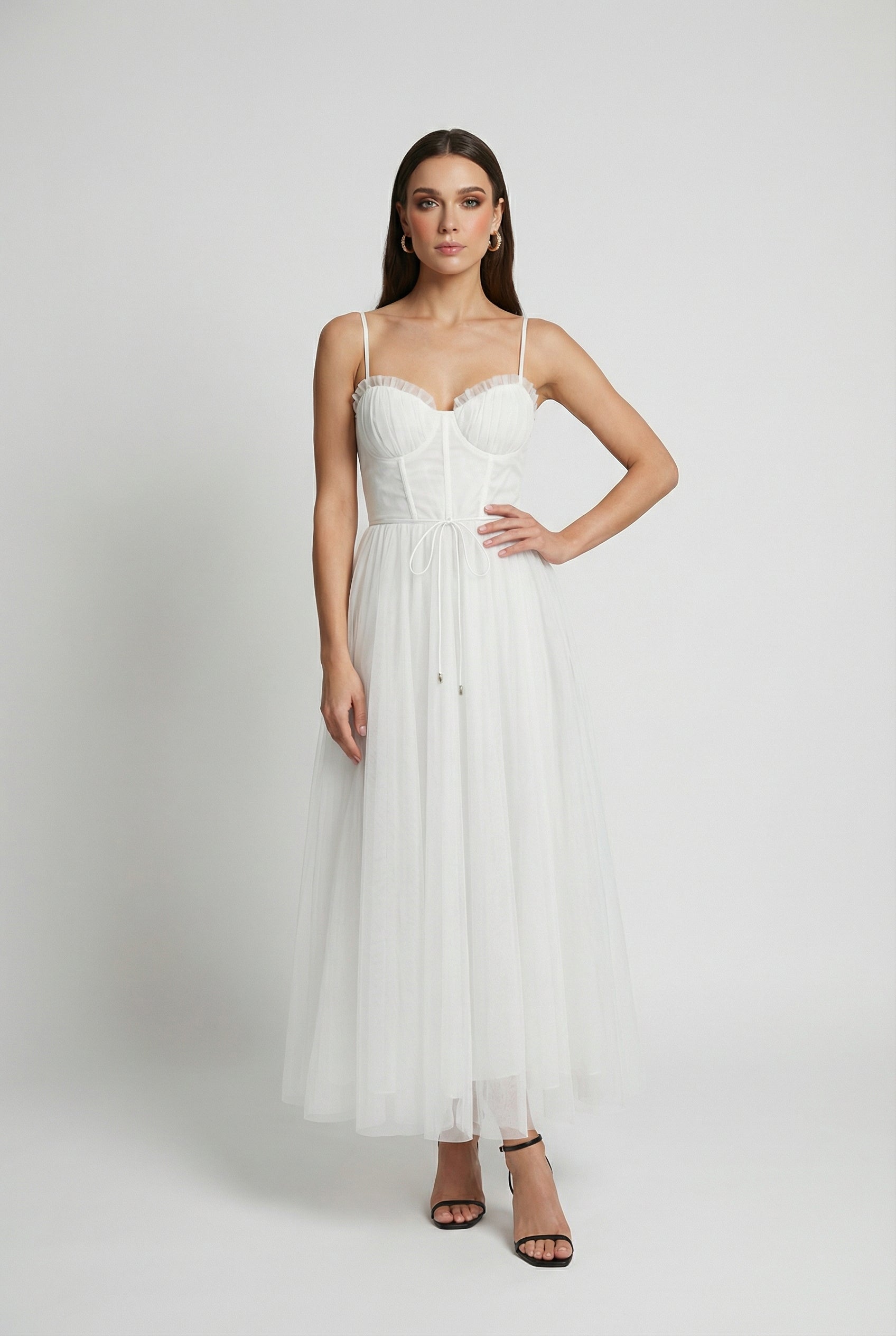 White Sleeveless Midi Dress