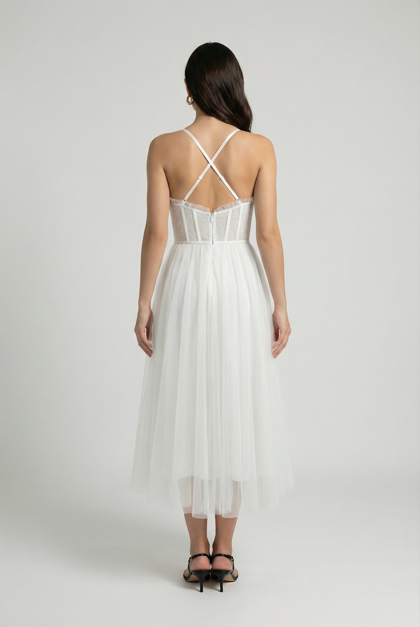 White Sleeveless Midi Dress