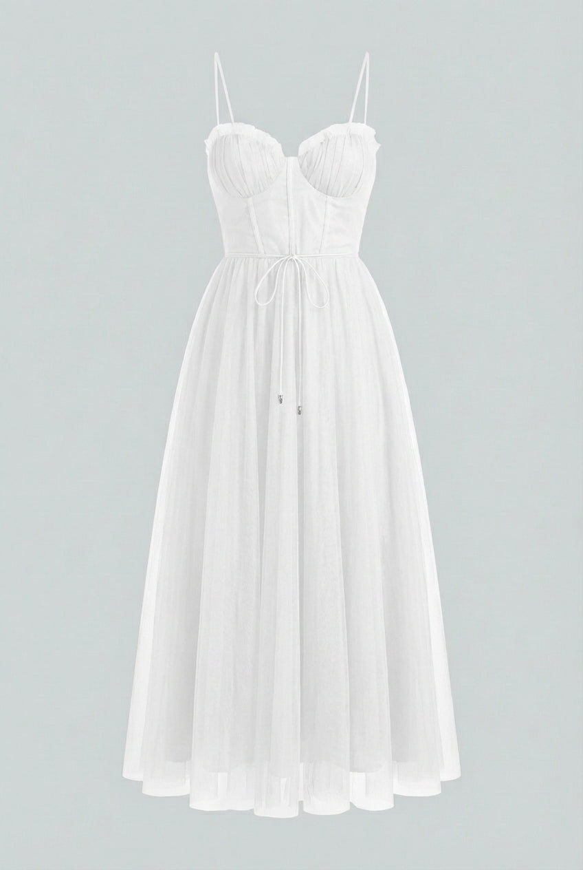 White Sleeveless Midi Dress