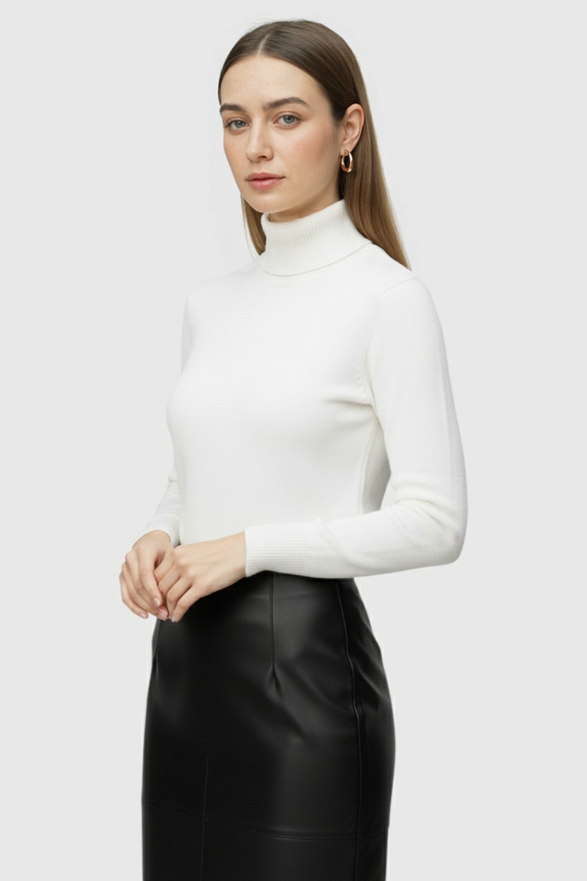 Wit Fleece Gevoerde Thermische Coltrui