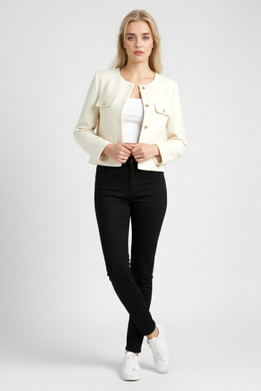 Wit Wintershortjack voor Dames