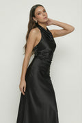 Women's Black Summer Dress - Black Satin Summer Dress