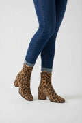 Women's Leopard Print Boots with Retro Heeled Finish