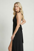 Women's Black Halter Neck Maxi Dress
