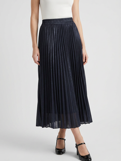 Kobieta czarna plisowana midi spódnica z wysokim stanem - rozmiary S-XL