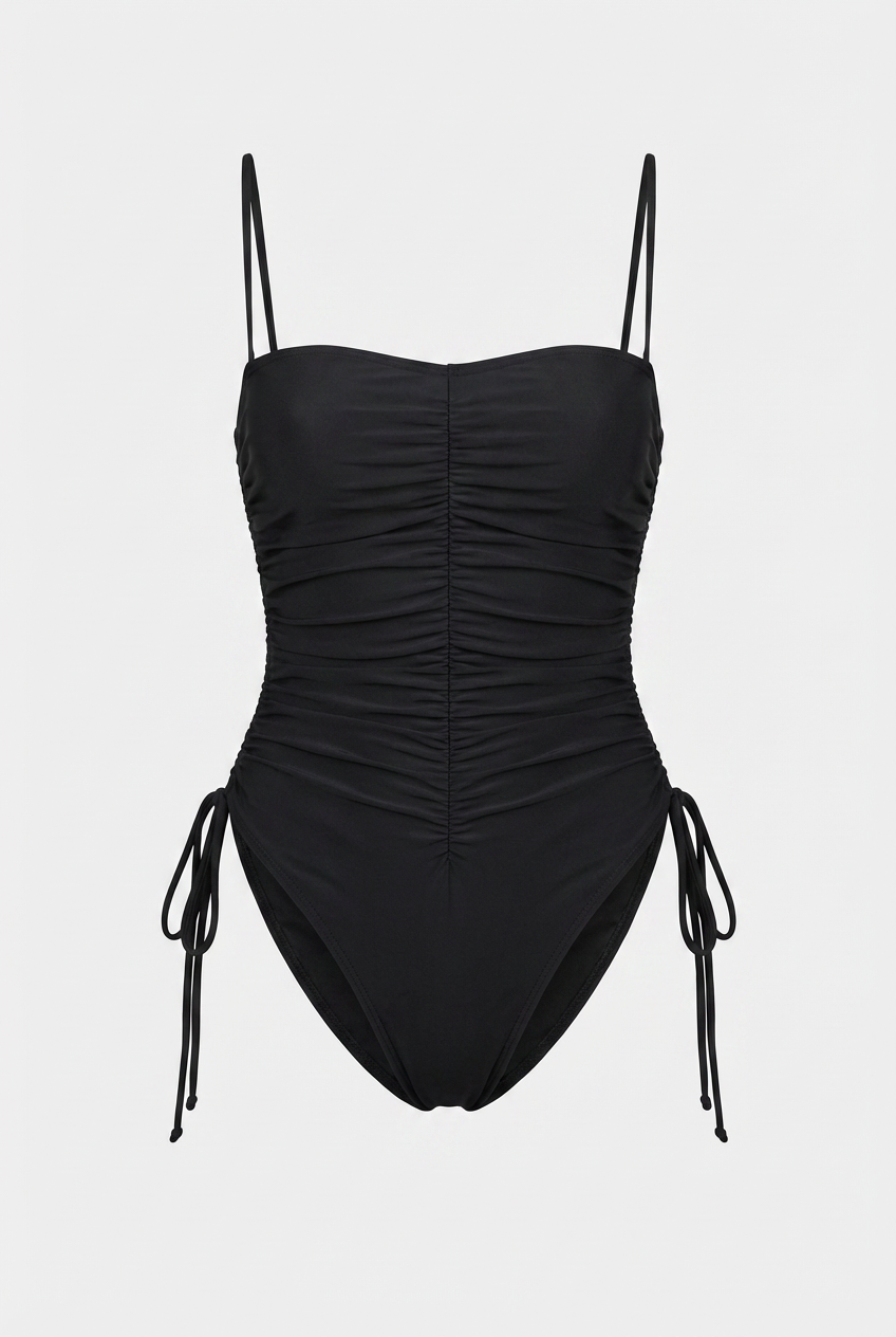 Swimsuit for Women, Black One Piece with Adjustable Straps, Quick Dry Fabric for Beach or Pool