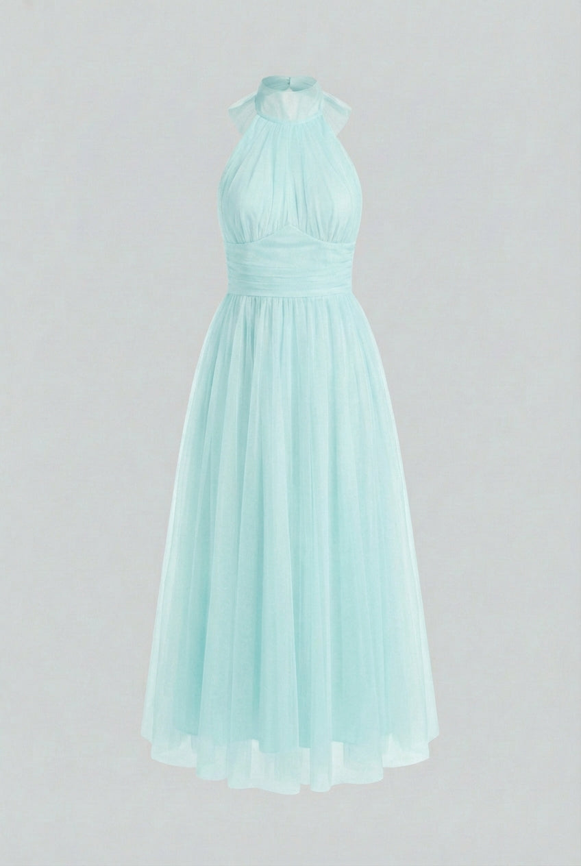 Women’s Blue Halter Neck Midi Dress