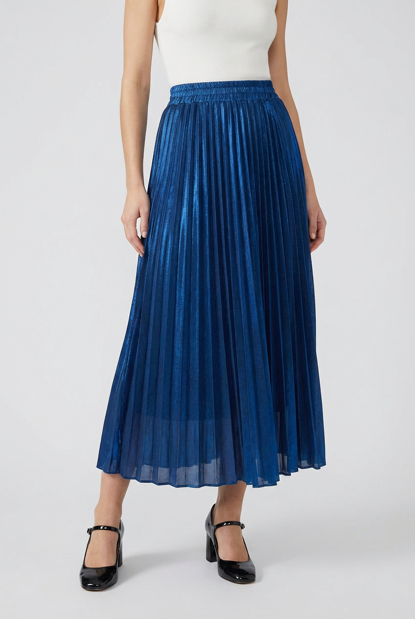 Women's Blue Pleated Skirt