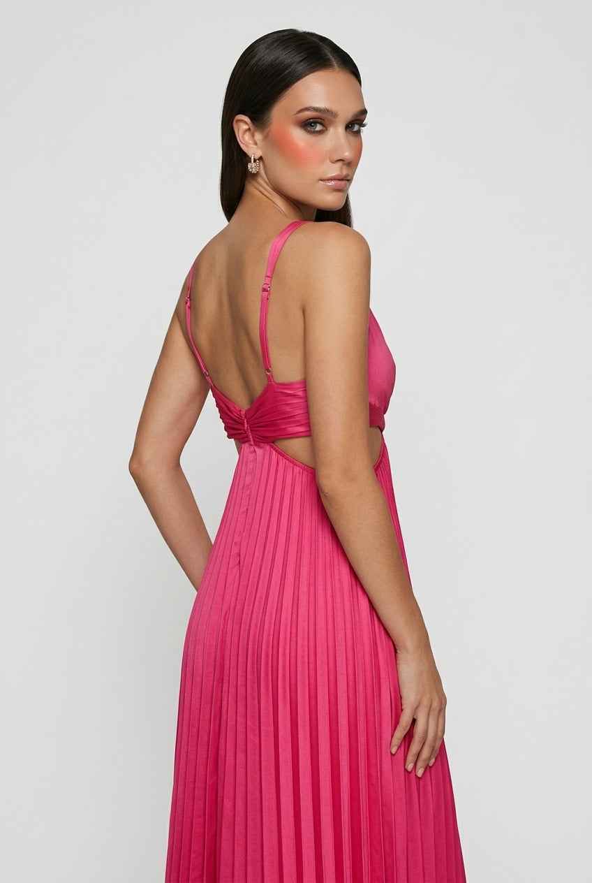 Women’s Blush Pink Pleated Dress – Feminine Flow for Special Moments