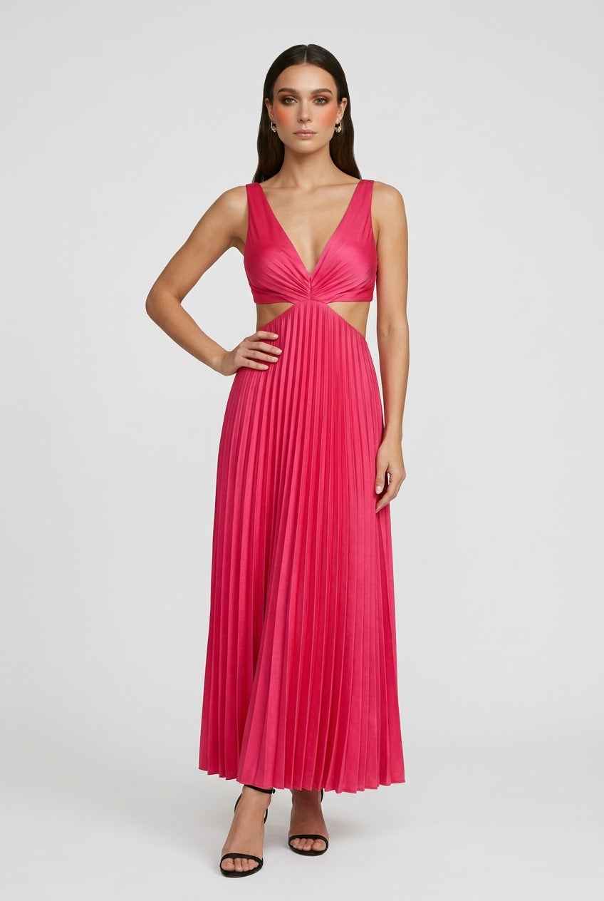 Women’s Blush Pink Pleated Dress – Feminine Flow for Special Moments