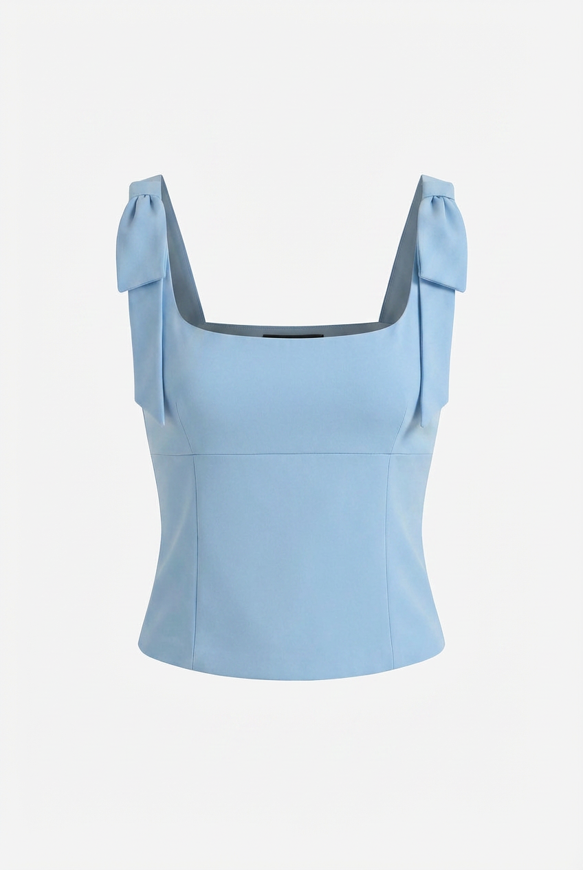 Women's Cami Top with Bow in Blue - Slim Style
