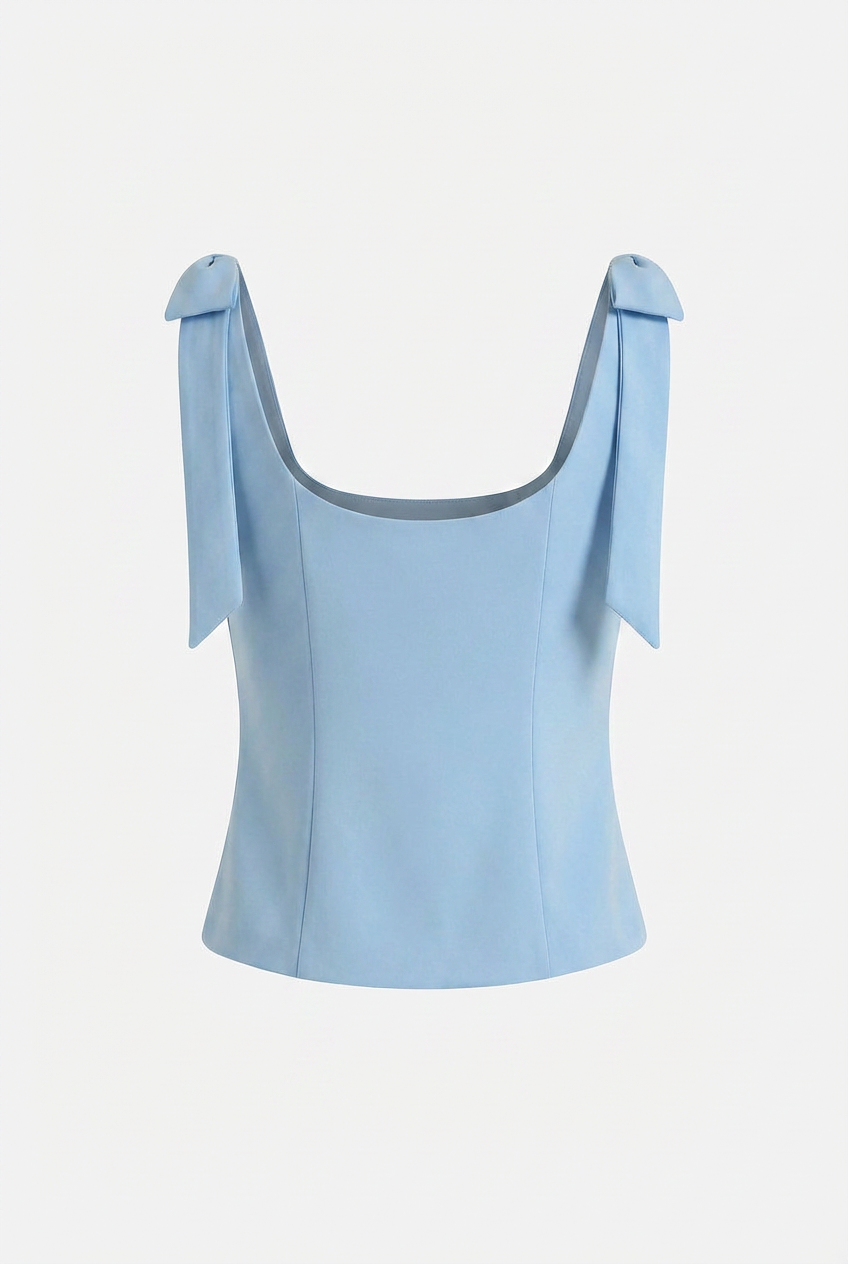 Women's Cami Top with Bow in Blue - Slim Style