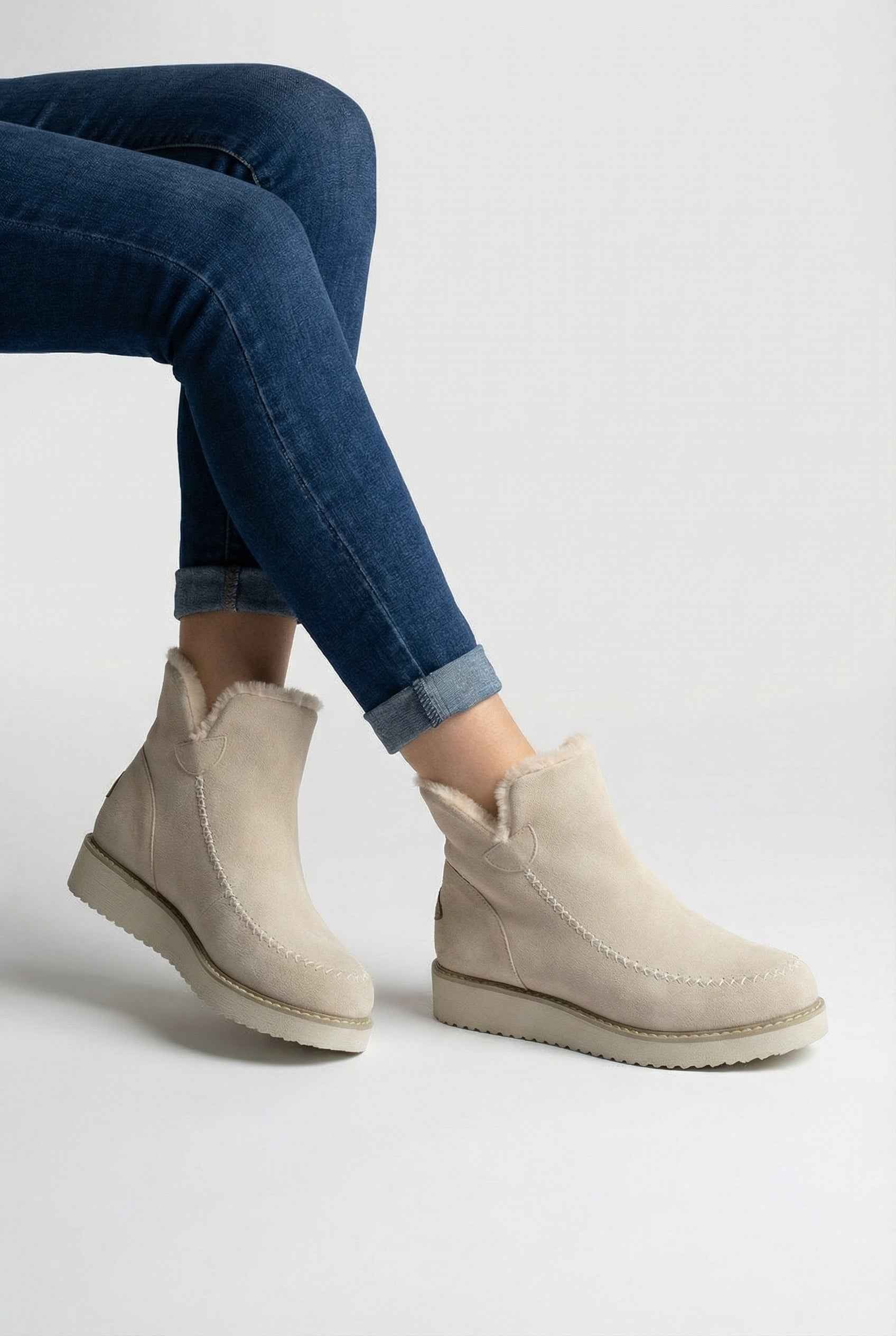 Women’s Elegant Beige Winter Ankle Boots