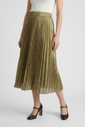Women's Gold Pleated Maxi Skirt for Evening & Formal Occasions