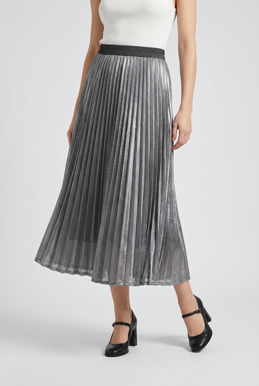 Women's Gray Pleated Skirt