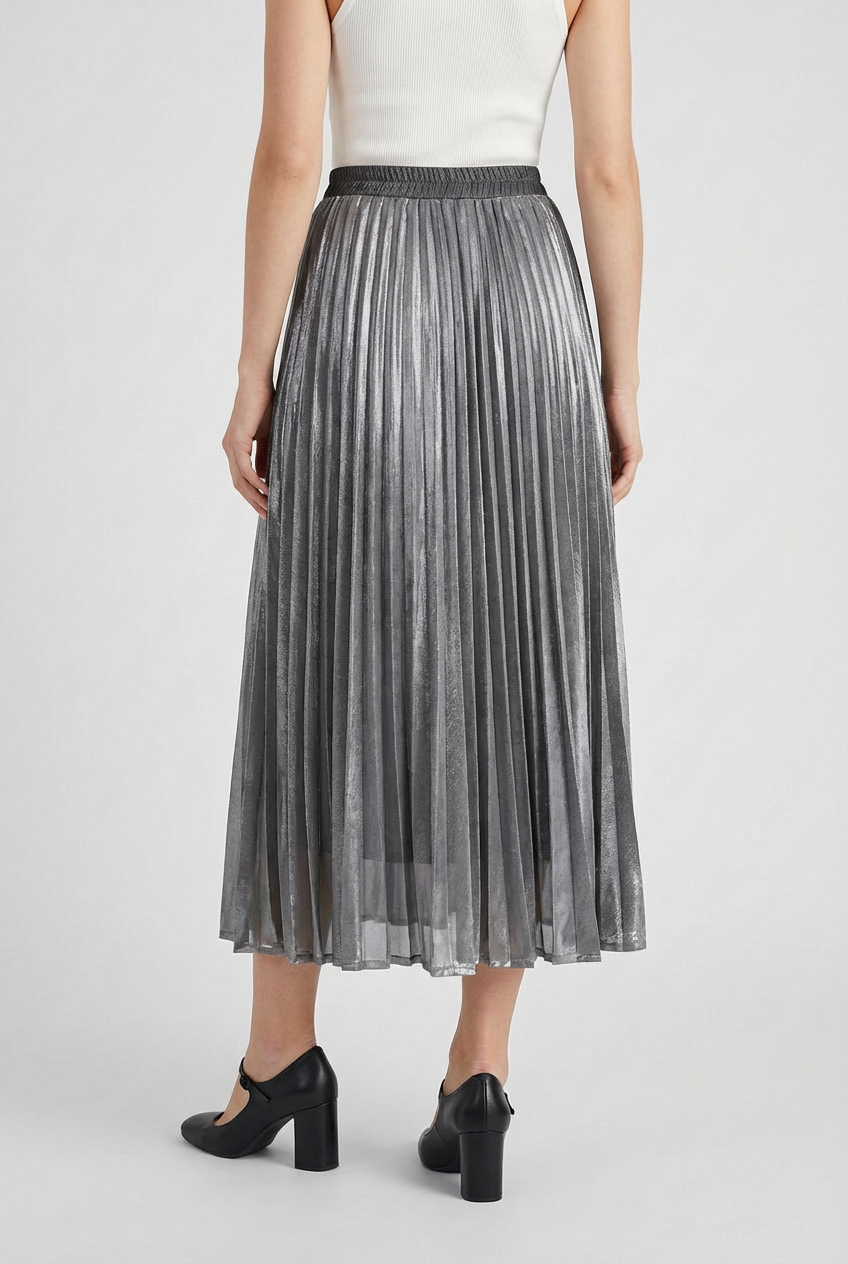 Women's Gray Pleated Skirt