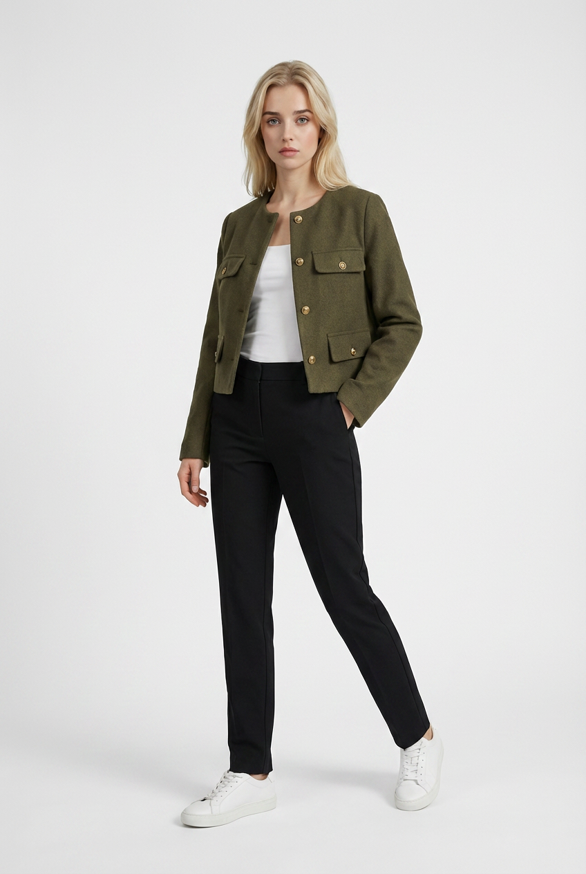 Women's Olive Green Winter Short Jacket
