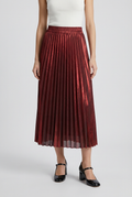 Women's Red Pleated Long Skirt