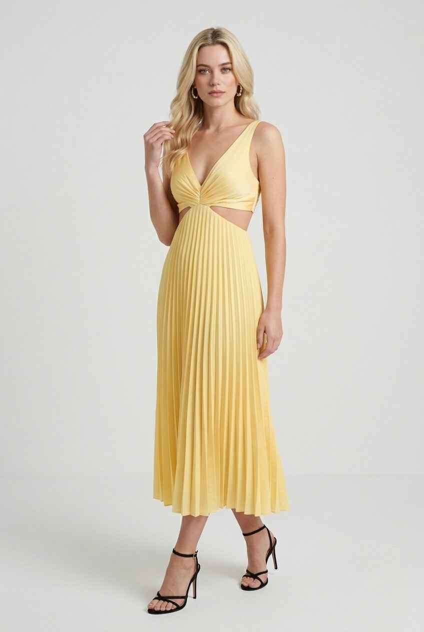 Women’s Sunlit Pleated Dress – Flowing Elegance for Warm Days