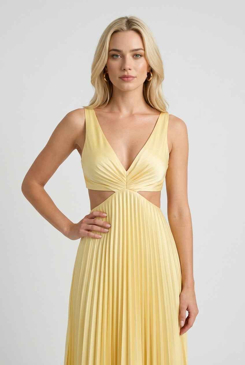 Women’s Sunlit Pleated Dress – Flowing Elegance for Warm Days