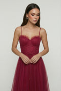 Women's Wine Red Midi Dress