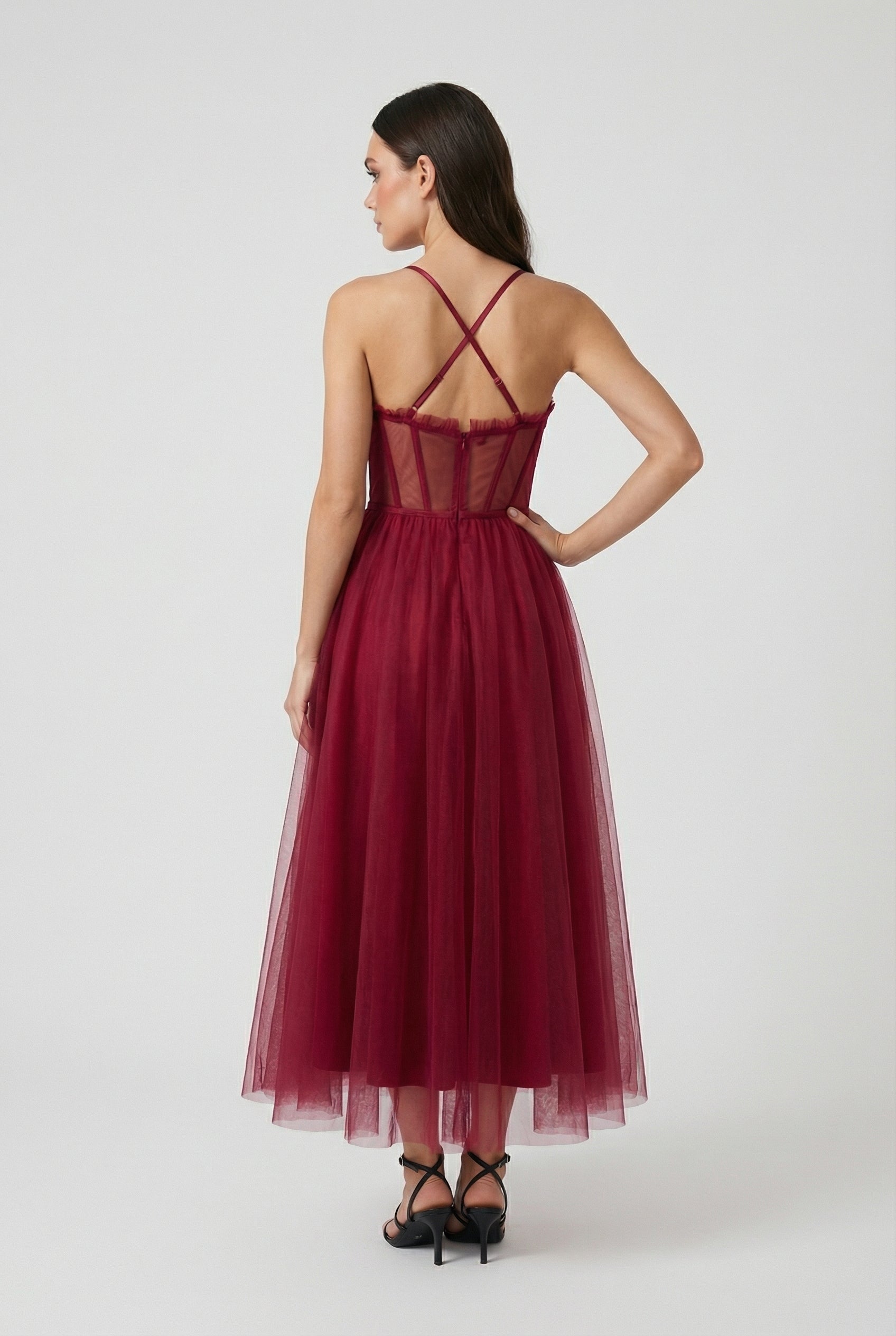 Women’s Wine Red Midi Dress