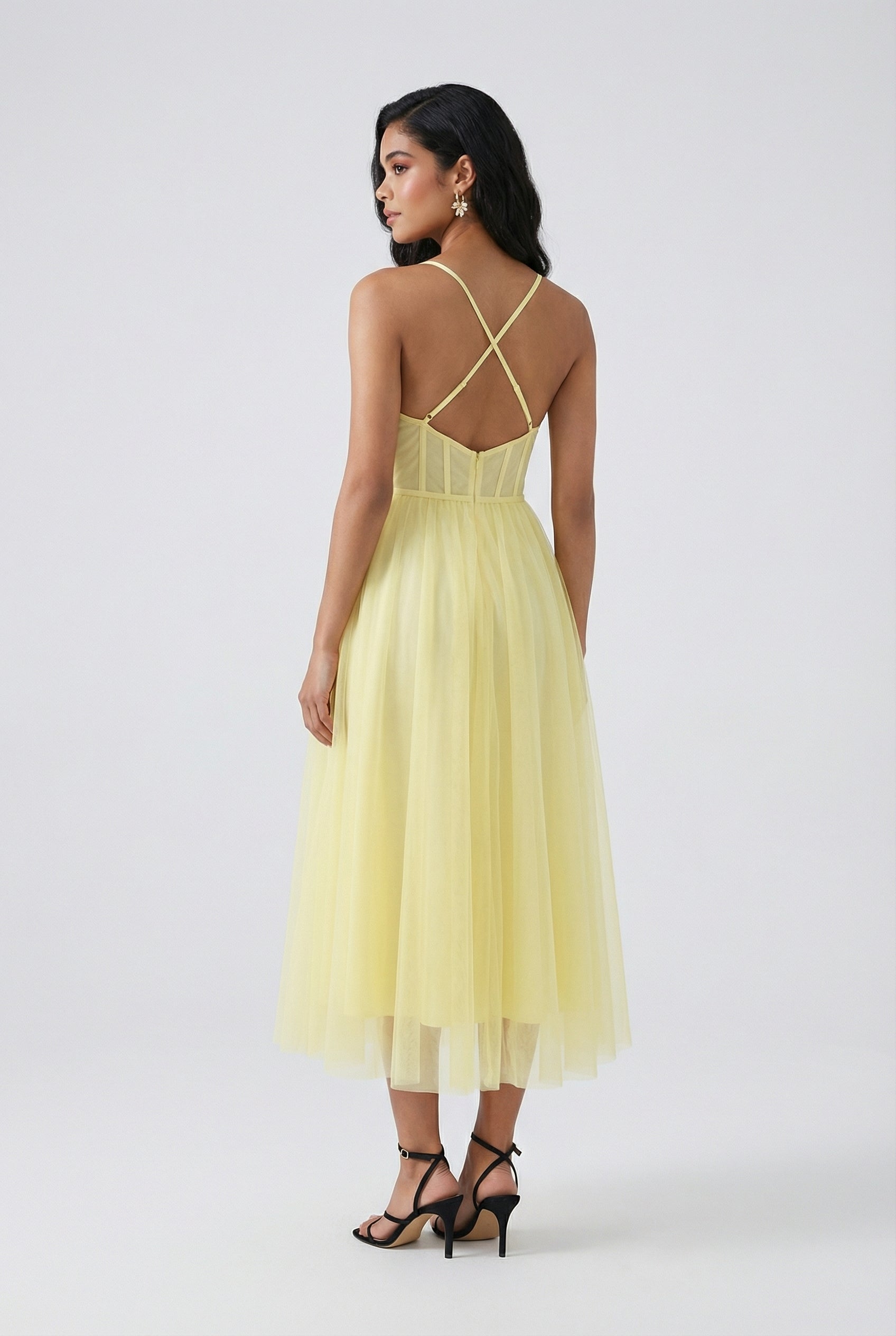 Women’s Yellow Formal Midi Dress