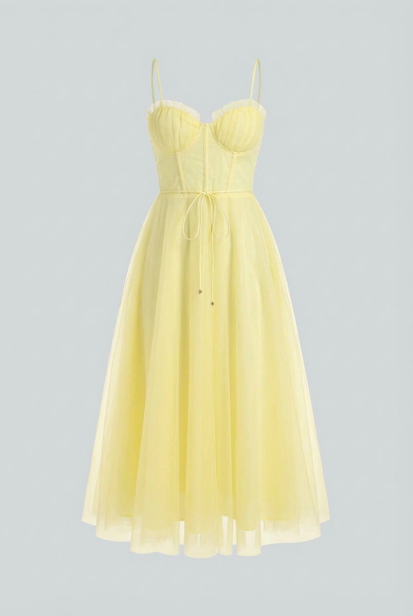 Women’s Yellow Formal Midi Dress