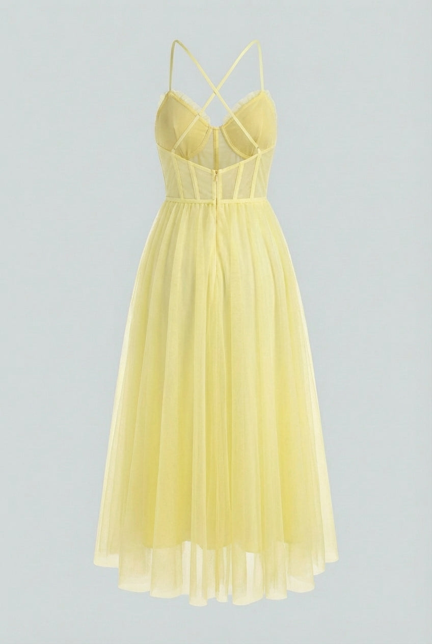 Women’s Yellow Formal Midi Dress