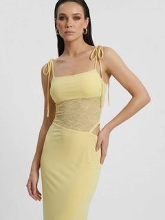 Yellow Lace Maxi Dress for Women