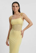 Yellow Lace Maxi Dress for Women