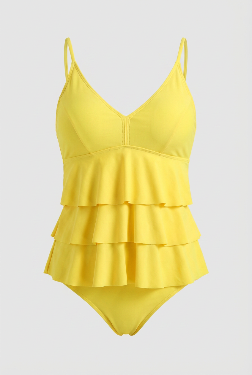Yellow Ruffle Two Piece Swimsuit - women's swimsuit - view 5