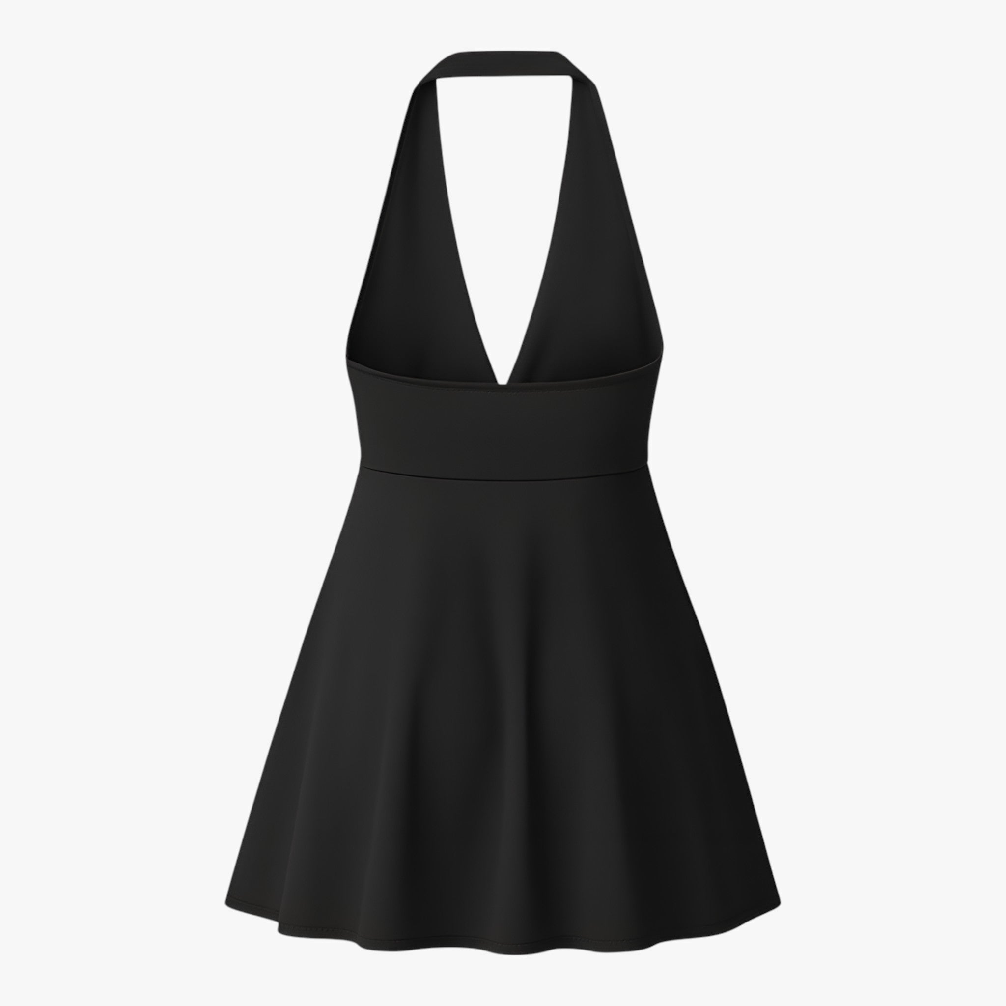 Damesjurken : Maria | Zomerjurk Dames Halter Rugloos Mini Dress - Zwart in van Vanda Liamo