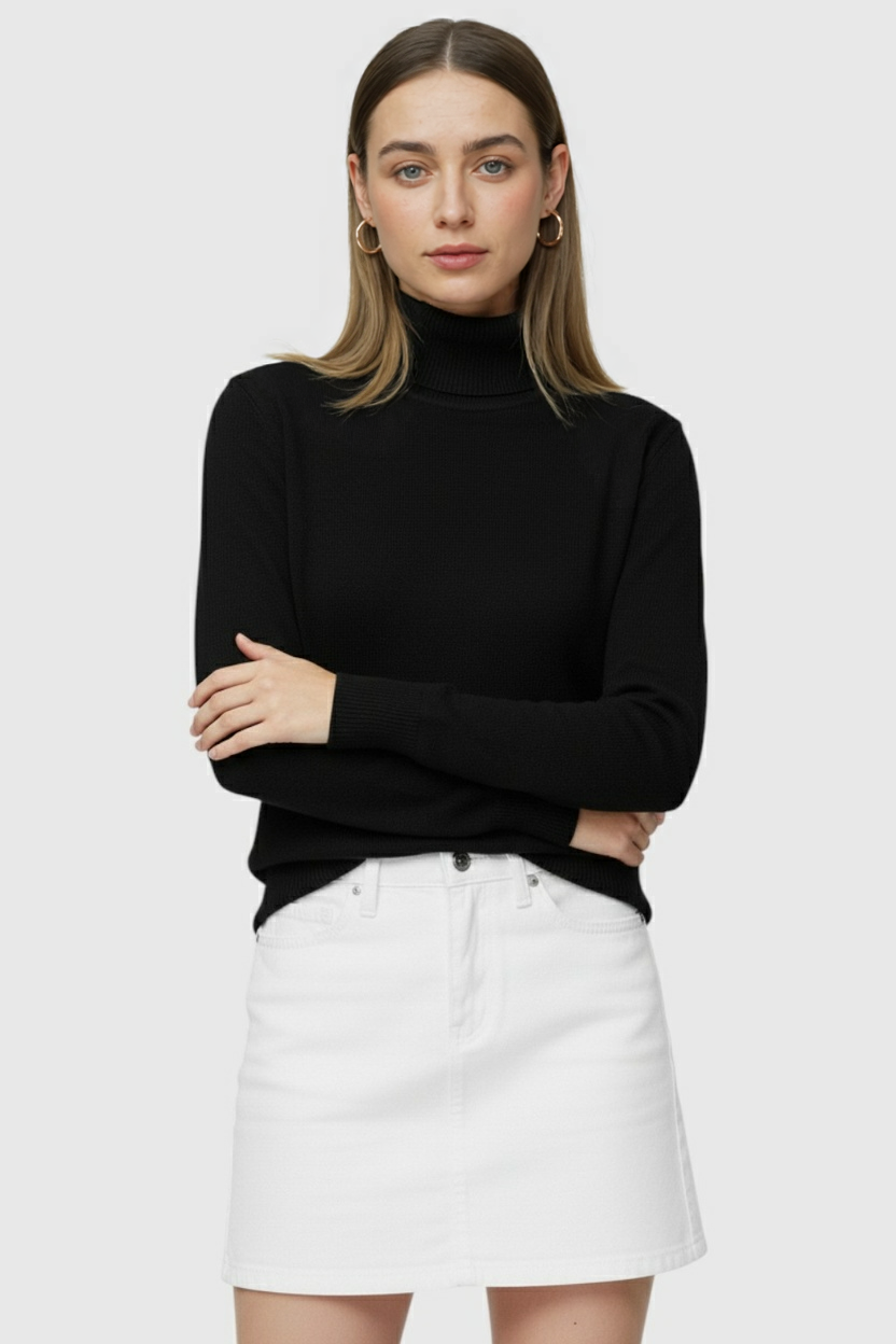 Zwart Fleece Gevoerde Thermische Coltrui