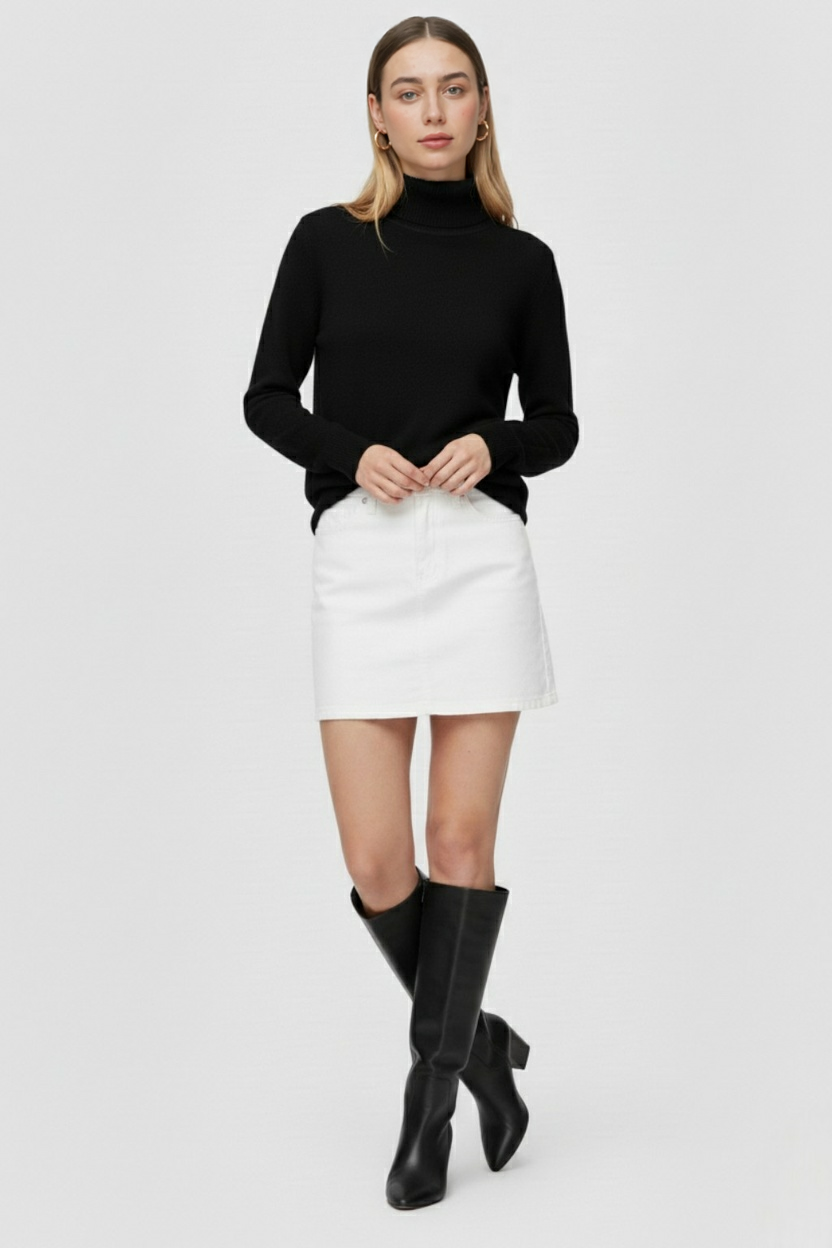 Zwart Fleece Gevoerde Thermische Coltrui
