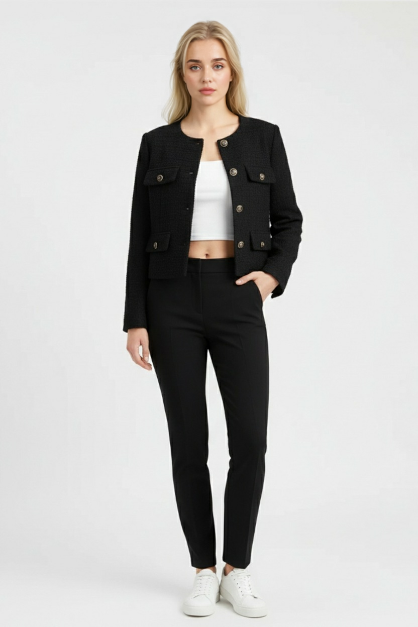 Zwart Wintershortjack voor Dames