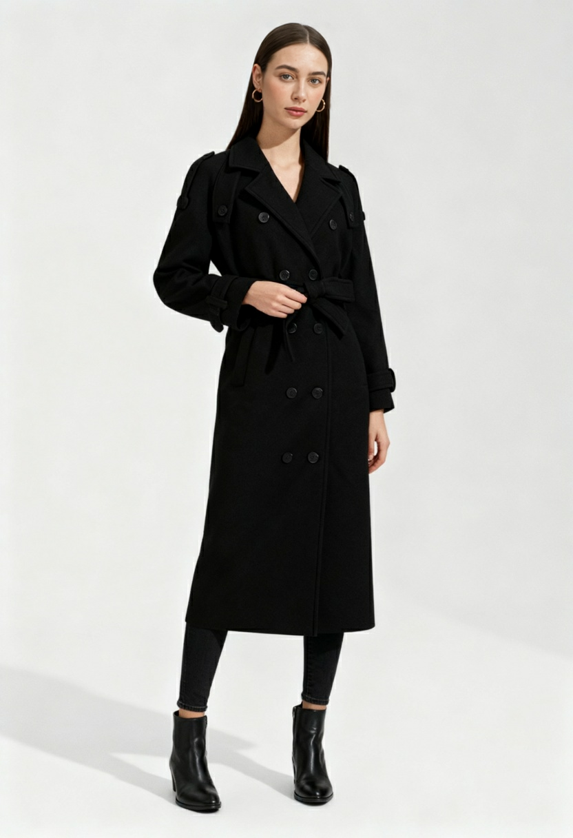 Zwarte Lange Trenchcoat