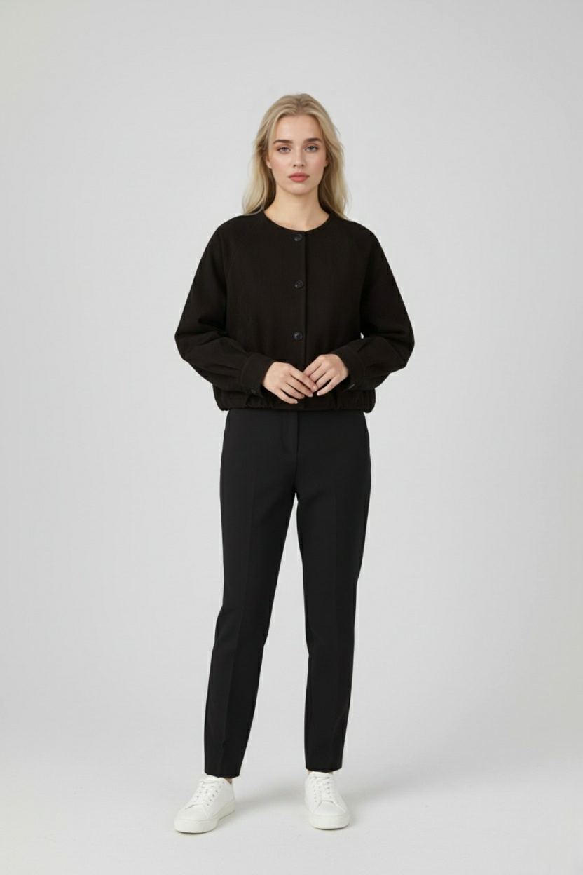 Dames Elegante Ronde Hals Jasje - Zwart