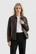 Women's Faux Leather Aviator Jacket - Black, S-XL - Stylish & Warm