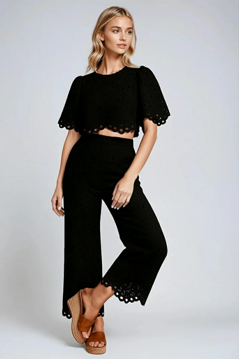 Dames Tweedelig Set Zwart - Elegante Stijl