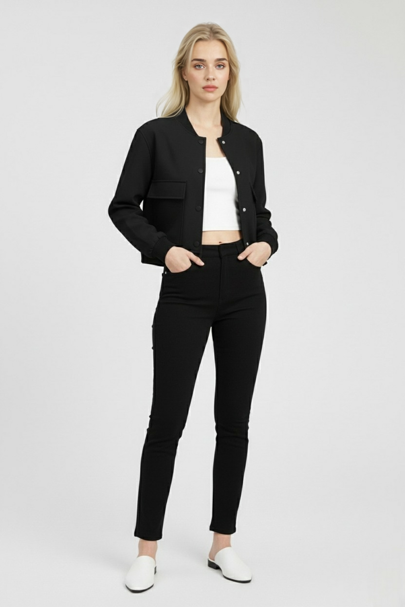 Dames Elegante Bomberjack - Zwart