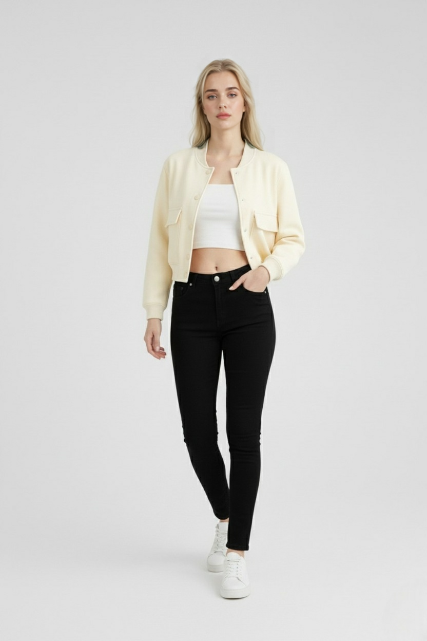 Dames Elegante Bomberjack - Melkwit