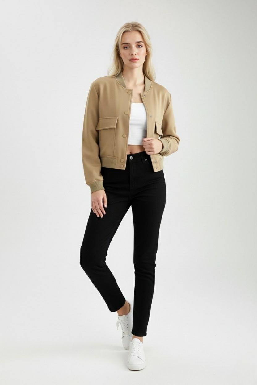 Dames Elegante Bomberjack - Khaki