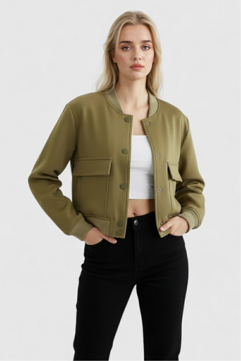Dames Elegante Bomberjack - Militair groen