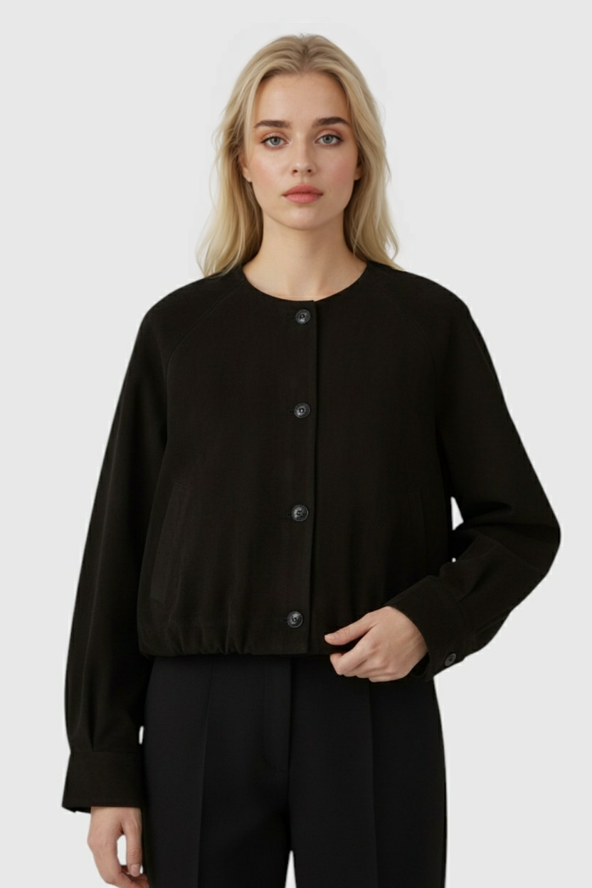Dames Elegante Ronde Hals Jasje - Zwart